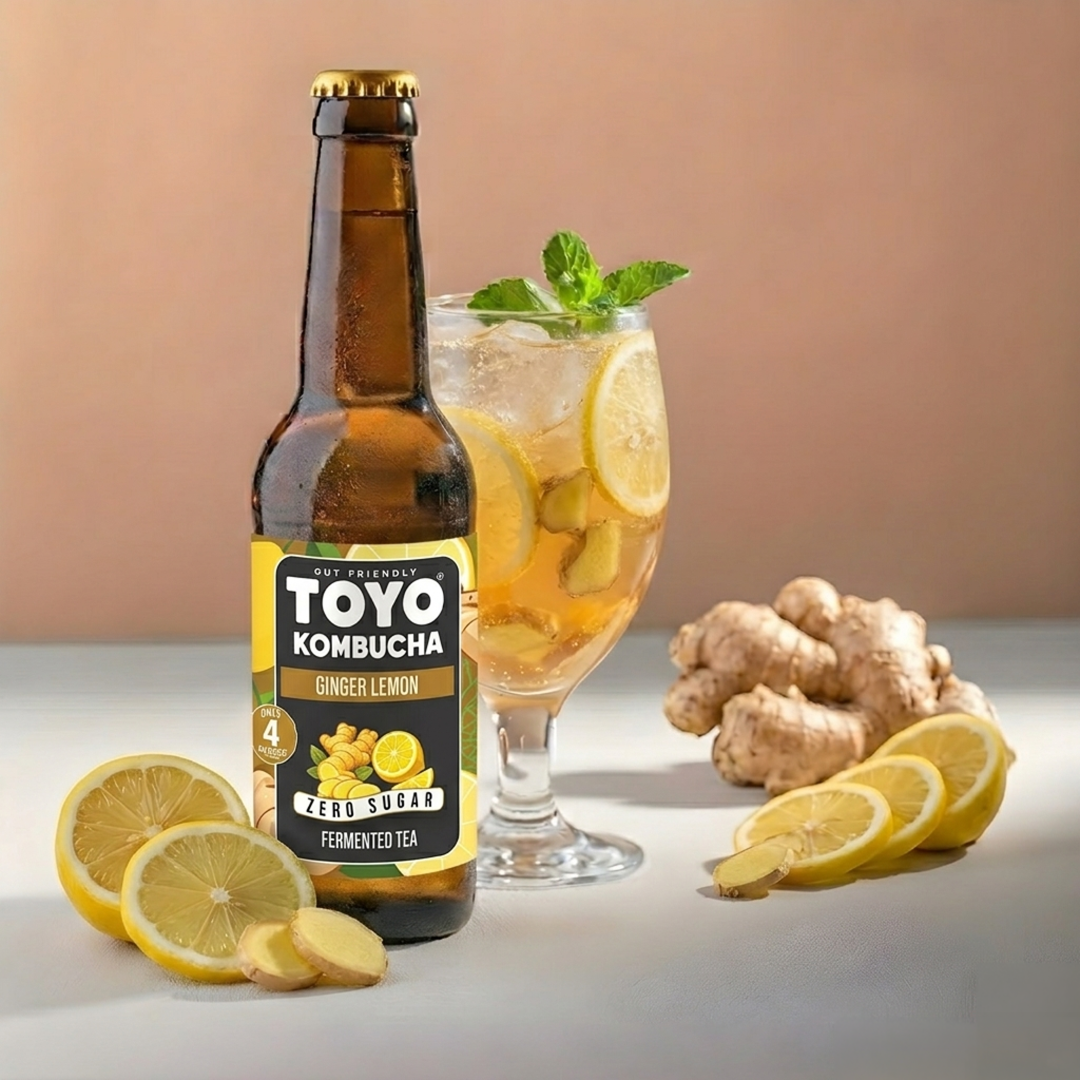Ginger Lemon Kombucha | Zero Sugar 330ml – Toyo Kombucha