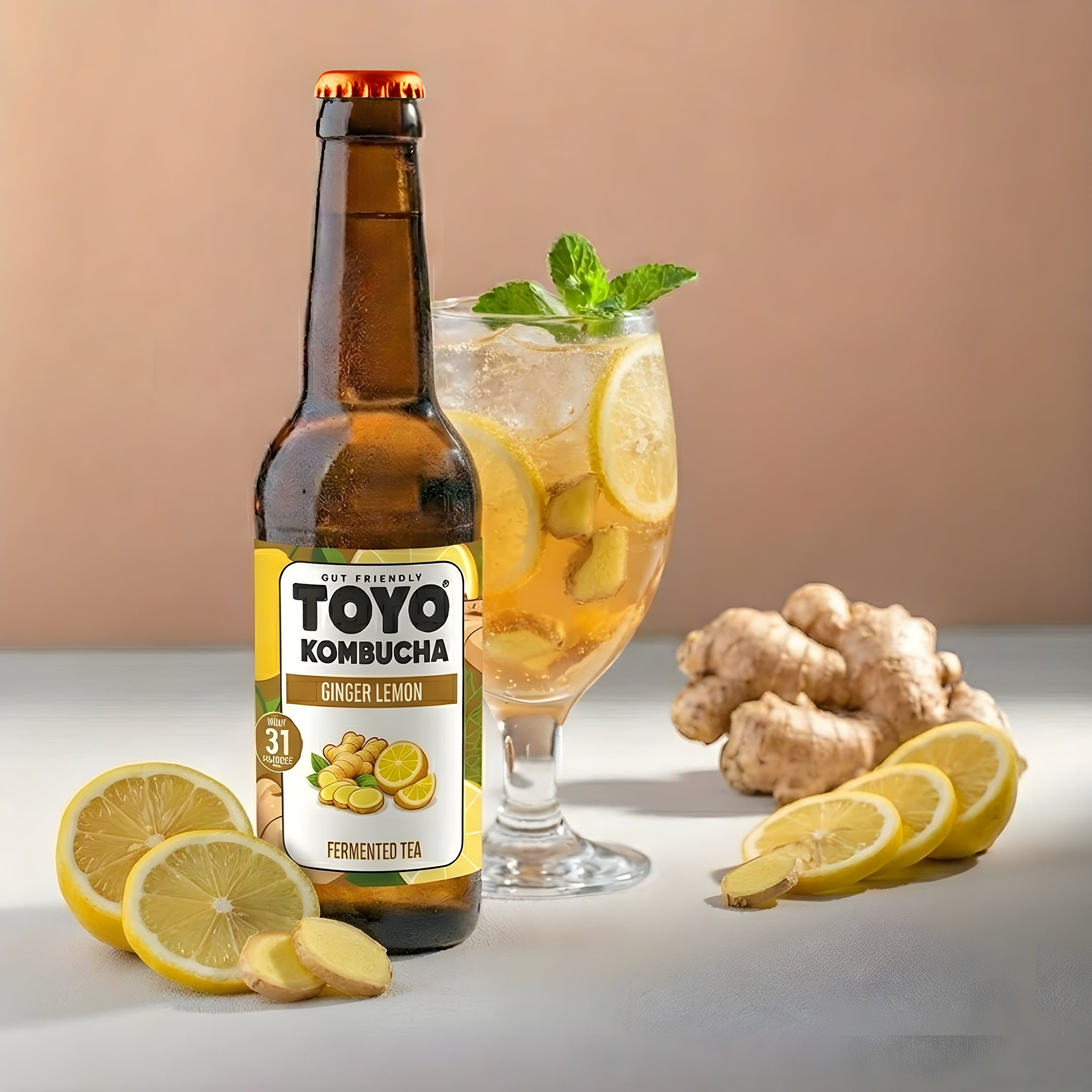 Toyo Kombucha - Ginger Lemon - 330 ml Bottles