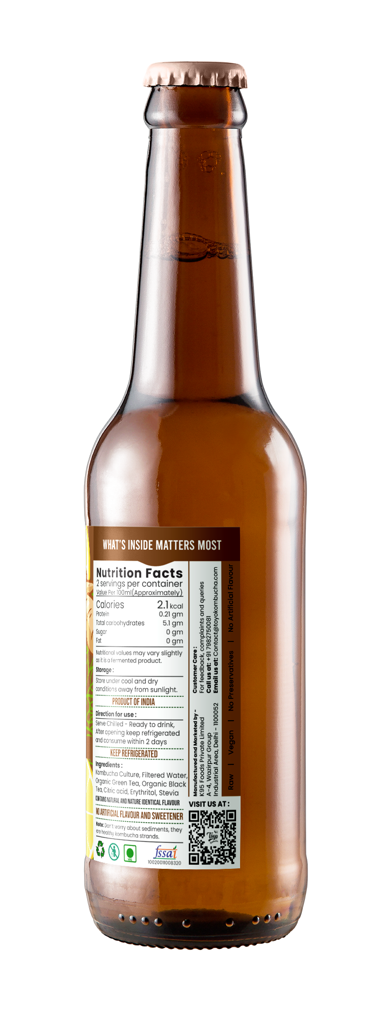 Ginger Lemon Kombucha | Zero Sugar (Pack of 6)