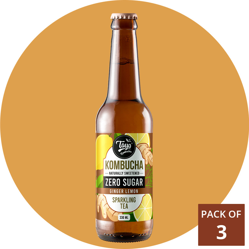 Ginger Lemon Kombucha | Zero Sugar (Pack of 6)